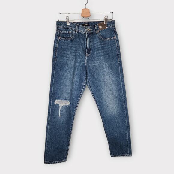 NEW Express Womens High Rise Tapered Ankle Jeans 6R Distressed Blue Urban Edge - Picture 1 of 4
